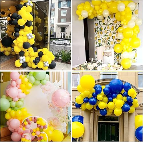 Miniatura 8 de RUBFAC Globos amarillos, 70 globos amarillos de 5 pulgadas y cinta, globos de látex gruesos para cumpleaños, bodas, baby shower, graduación,