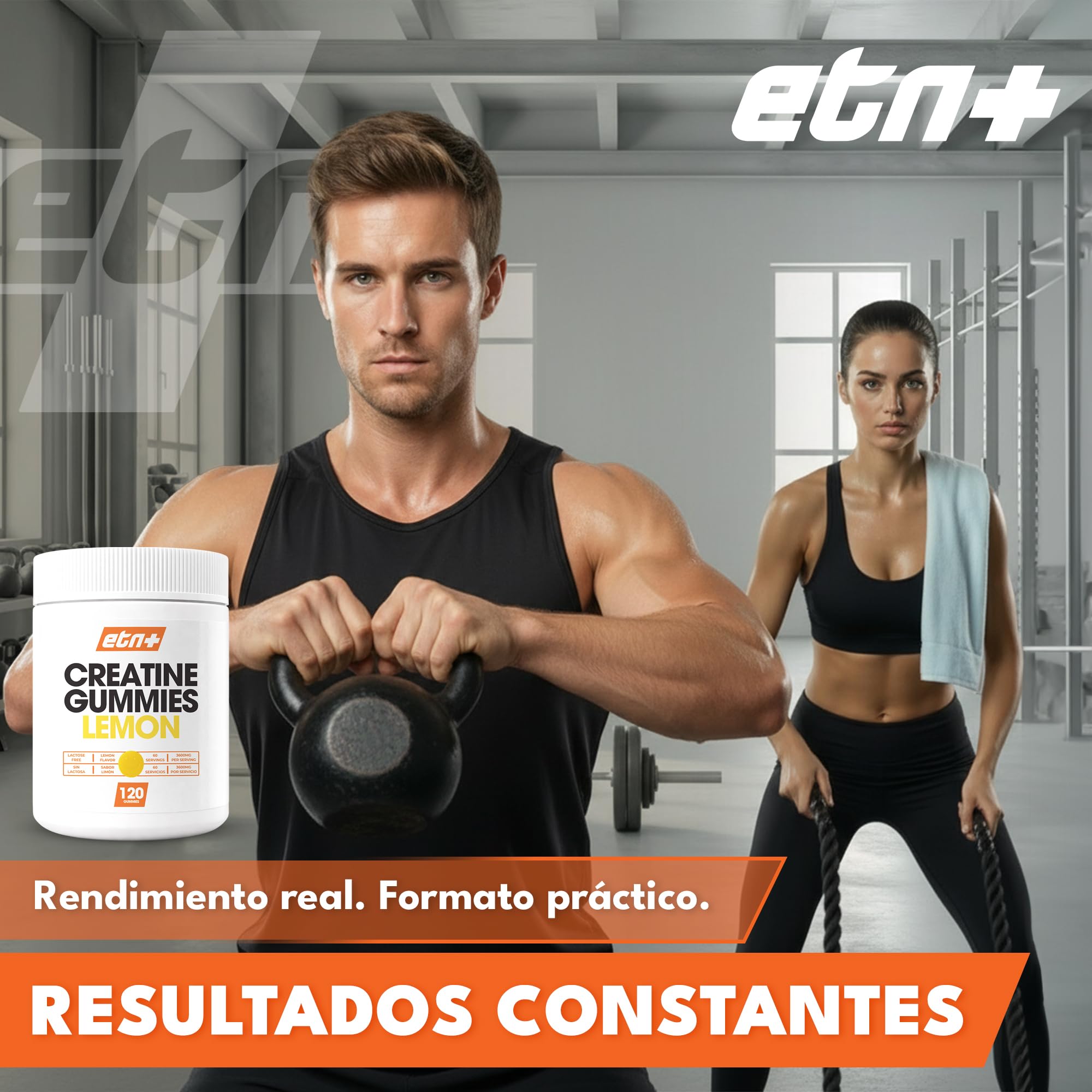 ETN+ Gominolas de Creatina Monohidratada 3600mg | 120 Gummies – 60 Servicios (2 meses) | Sin Azúcar, Sin Gluten | Alternativa Cómoda a la Creatina en Polvo | Ingredientes de Origen Natural | Limón — view 7