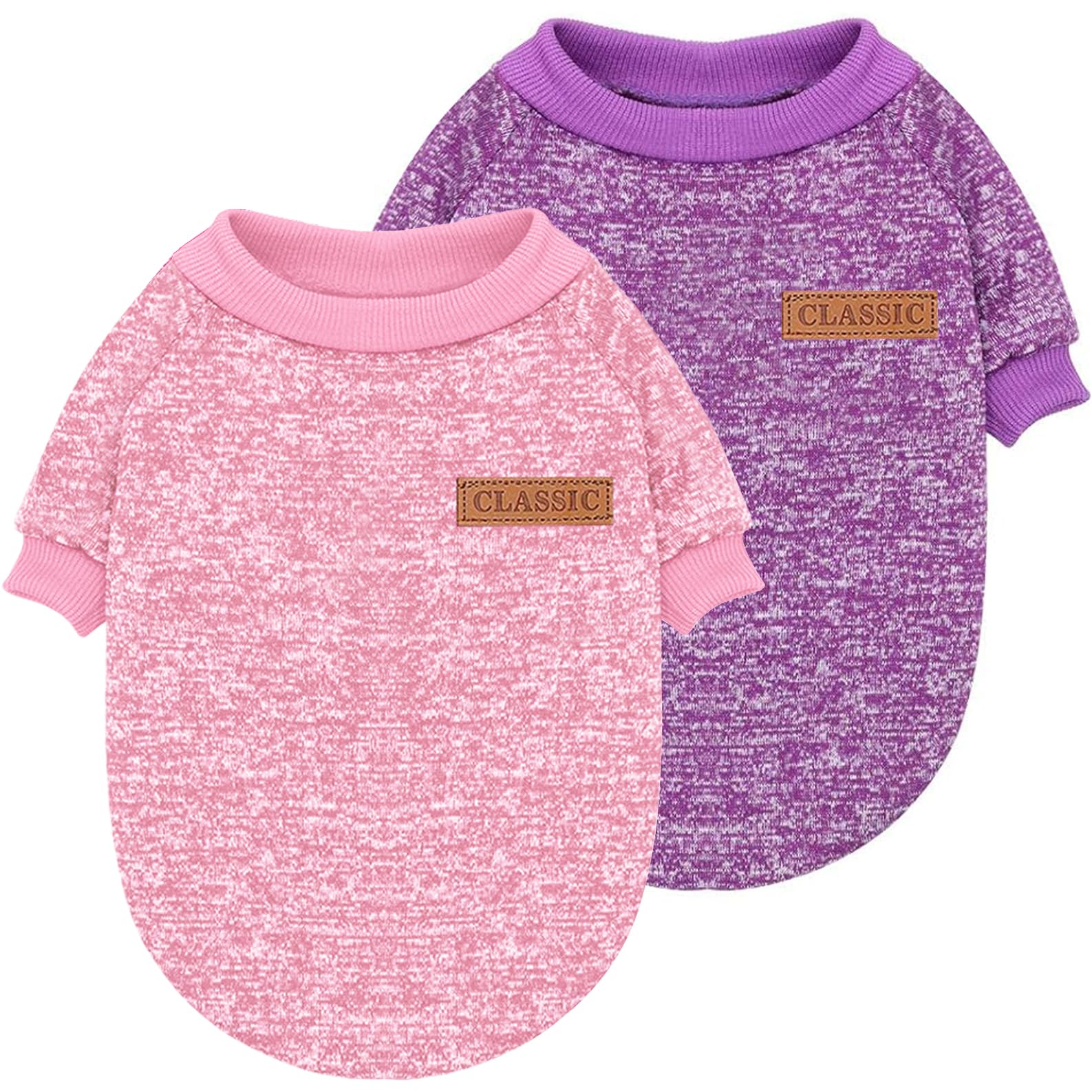 2 Pieces Pet Dog Classic Knitwear Sweater, Fleece Coat for Small,Medium Dogs,Warm Pet Dog Cat Clothes,Soft Puppy Customes for Chihuahua Yorkshire Tzu