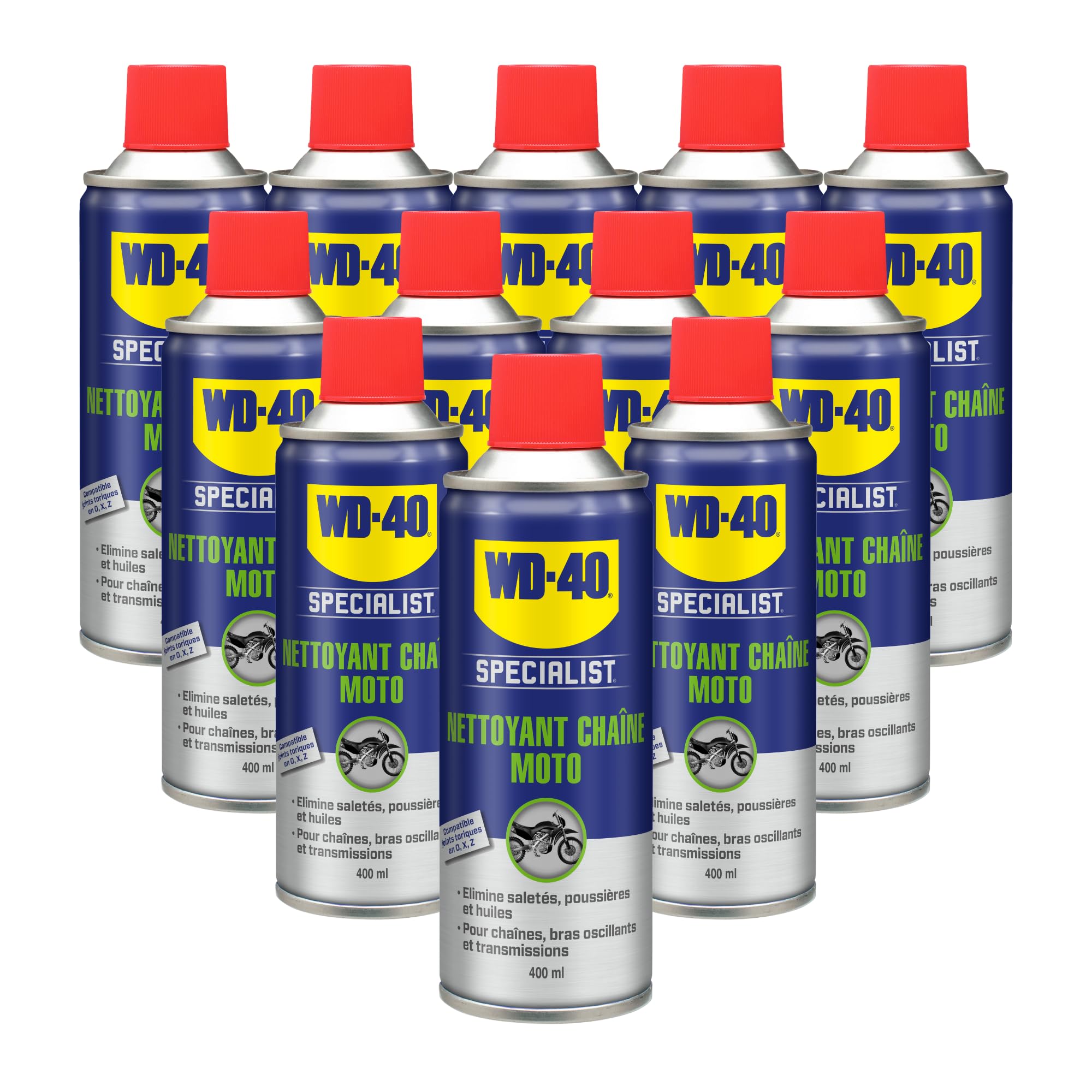 WD-40 Specialist, Nettoyant Chaîne Moto, Carton de 12 Aérosols de 400 ml