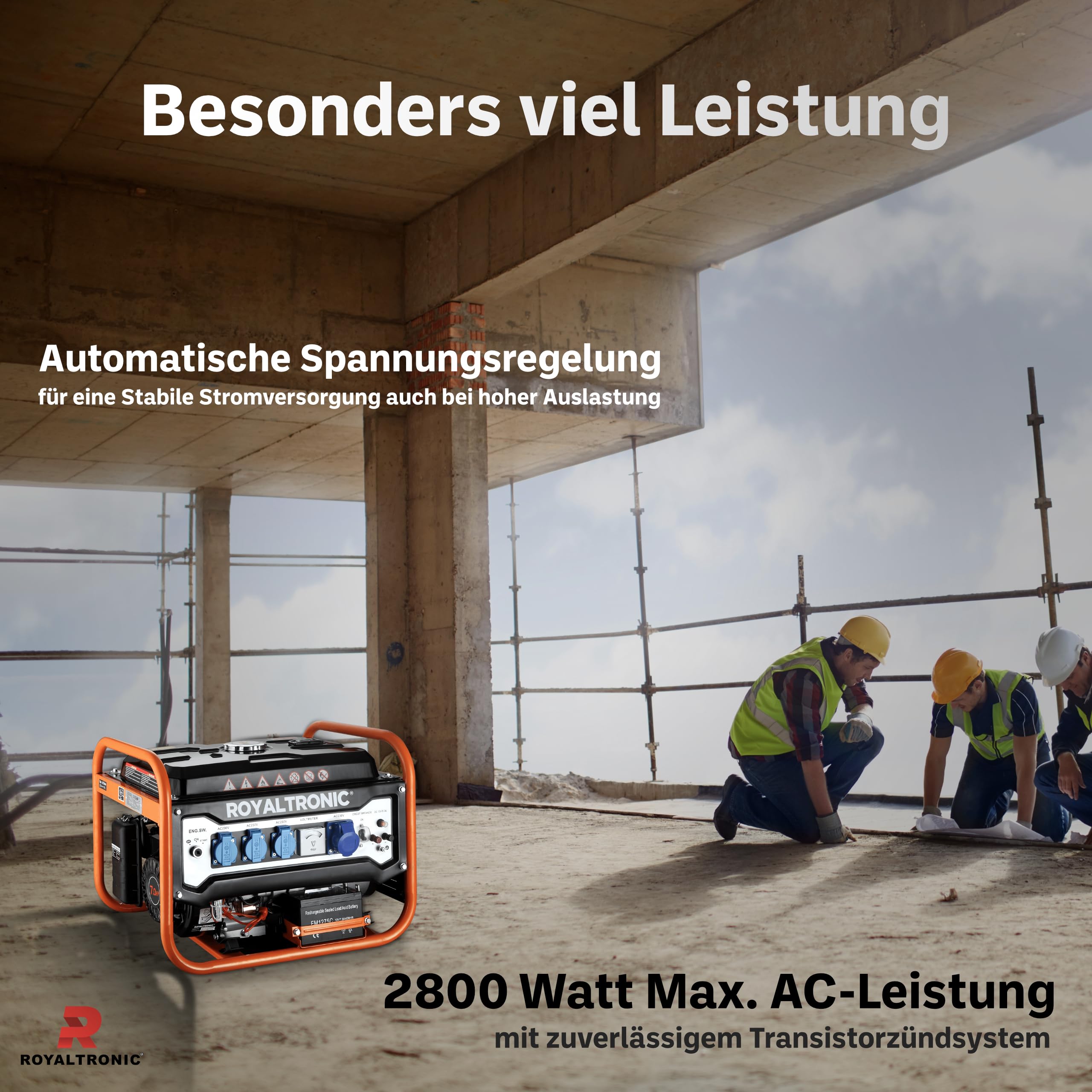 Generator prądotwórczy RT9500E elektryczny start, benzynowy, agregat prądotwórczy, generator prądu z kluczem, w zestawie bateria Euro5