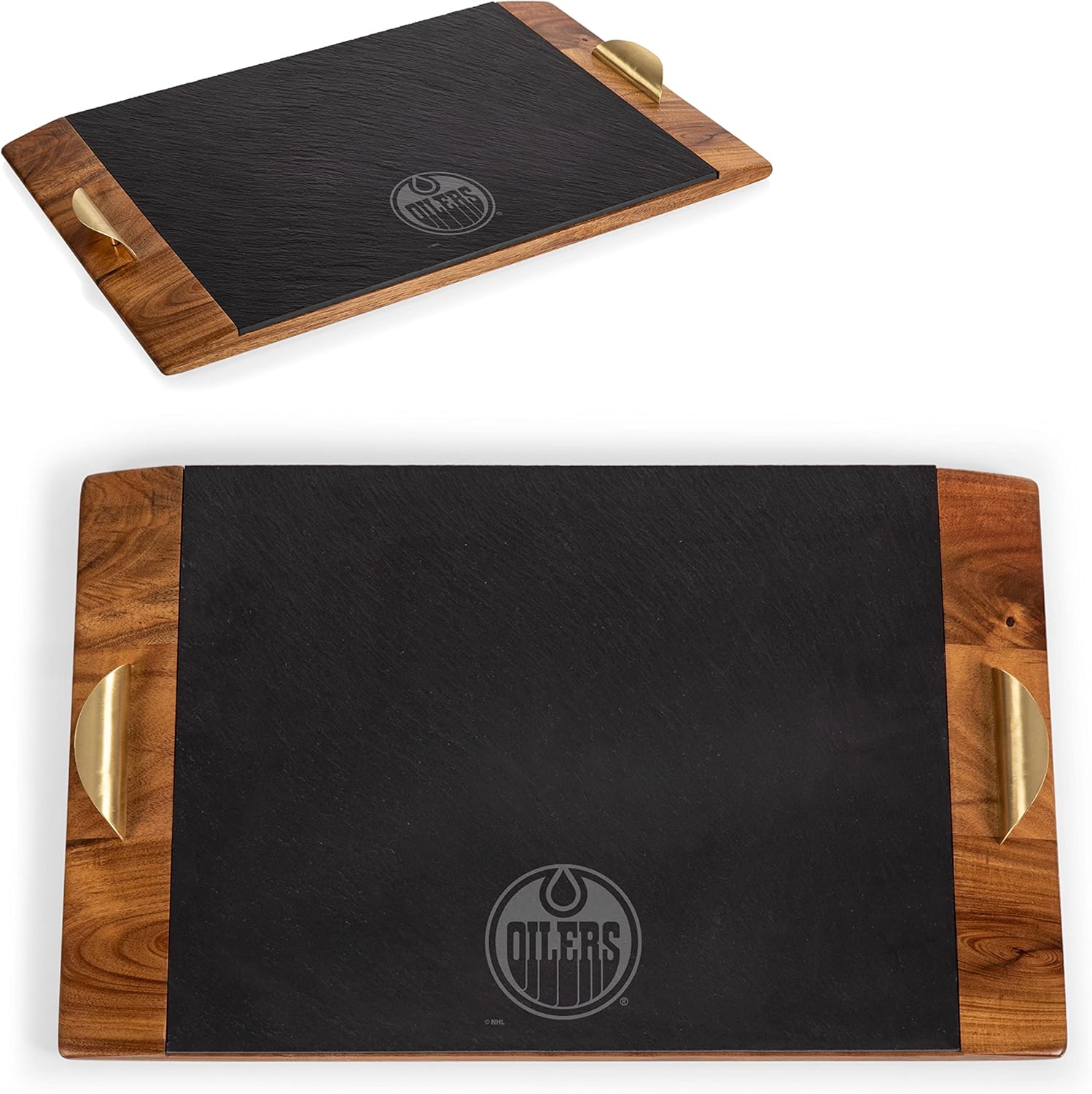 PICNIC TIME NHL Unisex-Adult NHL Covina Acacia and Slate Serving Tray, Charcuterie Board Set