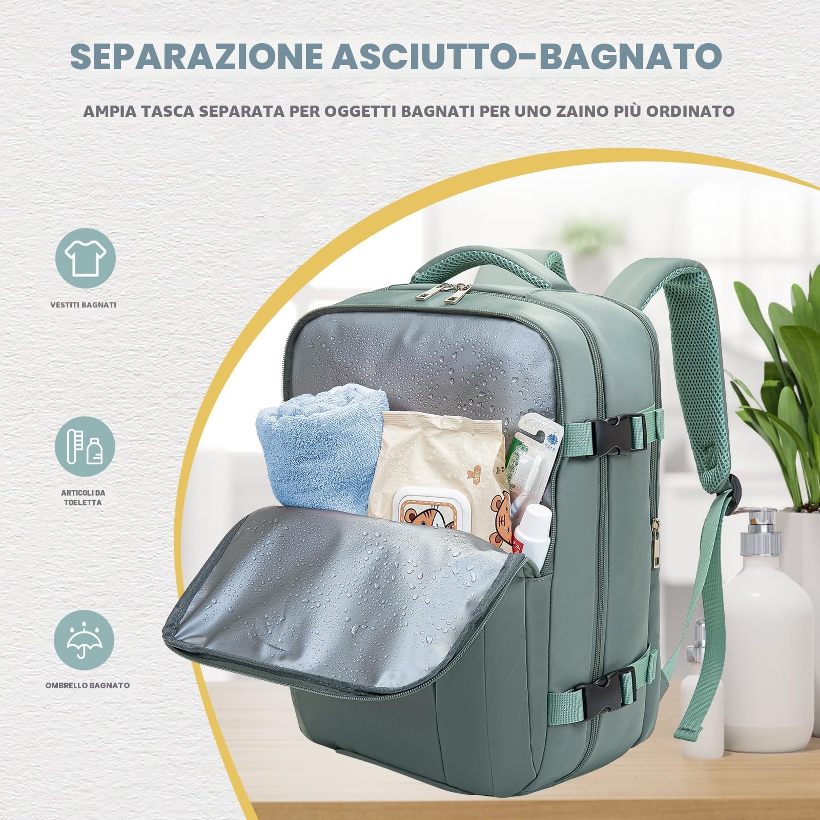VMIKIV Zaino 40x30x20 per Ryanair Zaino da Viaggio Aereo Bagaglio a Mano Piccolo Borsa da Cabina Zaini Donna Uomo per Scuola Lavoro