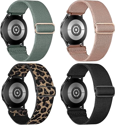 BENPNIU 4 Pack Compatible with Galaxy Watch 4 40mm 44mm, Adjustable 20mm Elastic Solo Loop Band for Galaxy Watch 4 Classic 42mm 46mmWatch 3