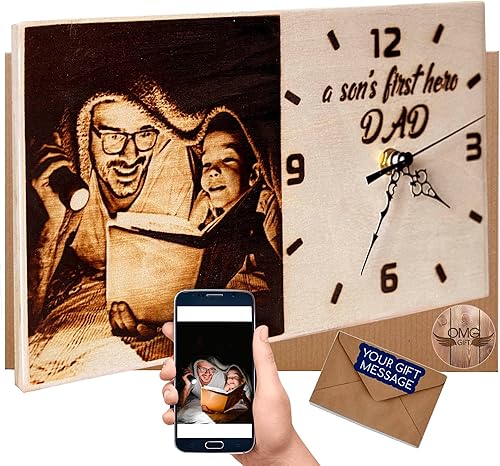 Reloj único personalizado de madera quemada, regalos para hombres que lo tienen todo, regalos para papá que no quiere nada, regalos secretos de Papá
