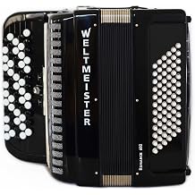 Bayan Accordion New Weltmeister Romance 602 Button Accordion، مصنوع في ألمانيا، 72 زرًا جهيرًا، أكورديون خفيف الوزن B-Griff، أسود، أشرطة جديدة أصلية وحقيبة صلبة، موقع السلعة في الولايات المتحدة الأمريكية