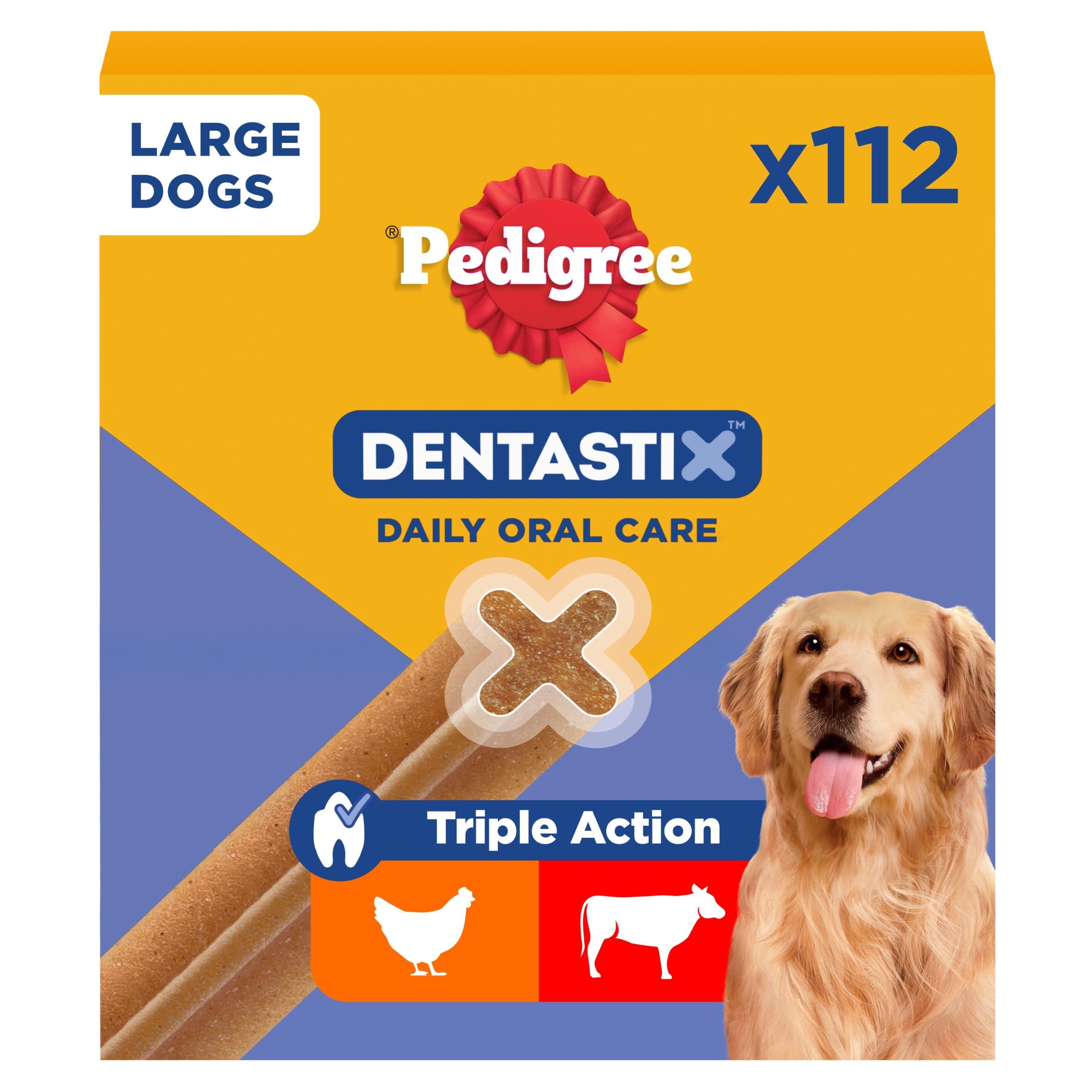 PEDIGREE DENTASTIX - Dental Dog Chews - Adult Large Dogs 25kg+ - 4 x 28 Sticks - Megapack of Dog Dental Sticks