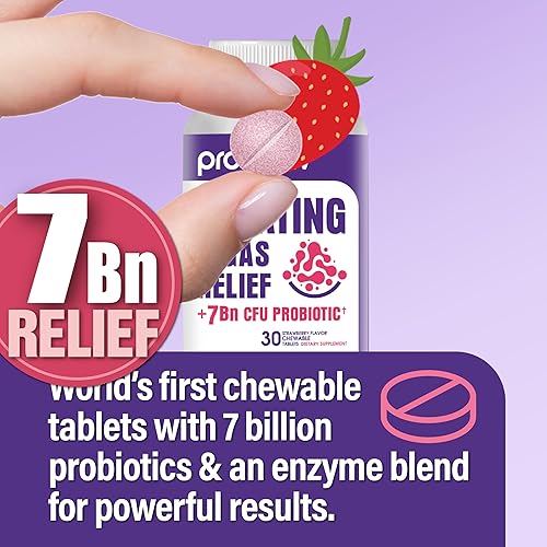 Miniatura 2 de Probióticos masticables para hinchazón diaria con 5 mil millones de UFC - Enzimas digestivas "Combo dos en uno" para hinchazónmolestias gaseosas y