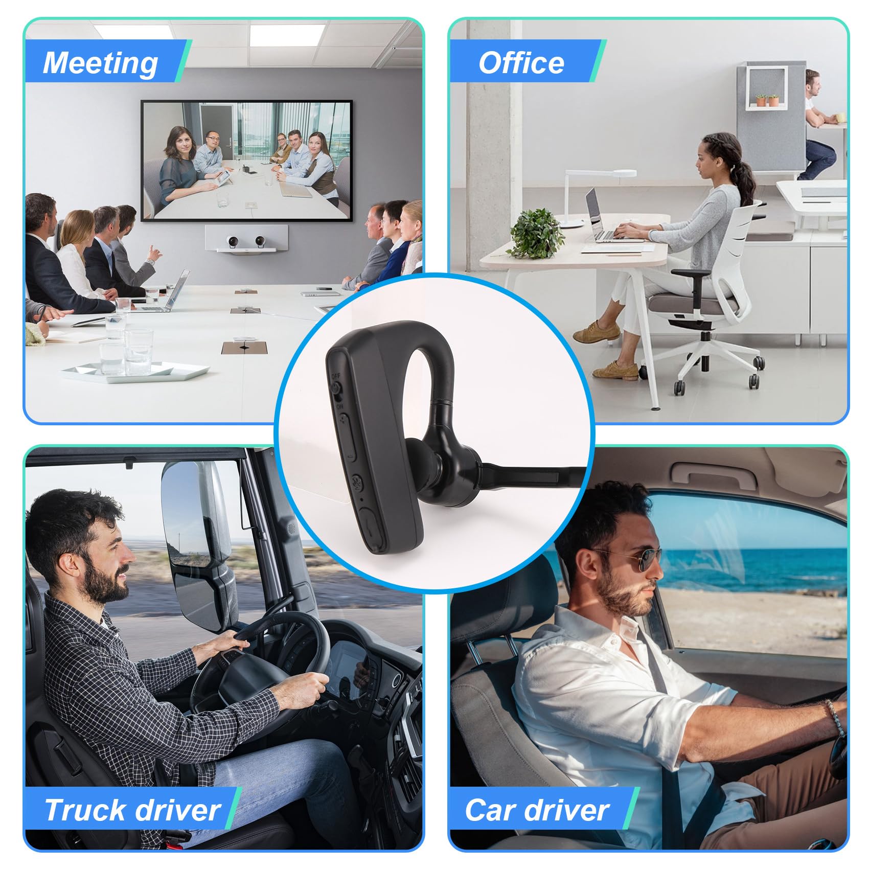 Walkie Talkie Auricular Bluetooth con Adaptador de Enchufe M Control Remoto Inalámbrico PTT para Restaurante Hotel