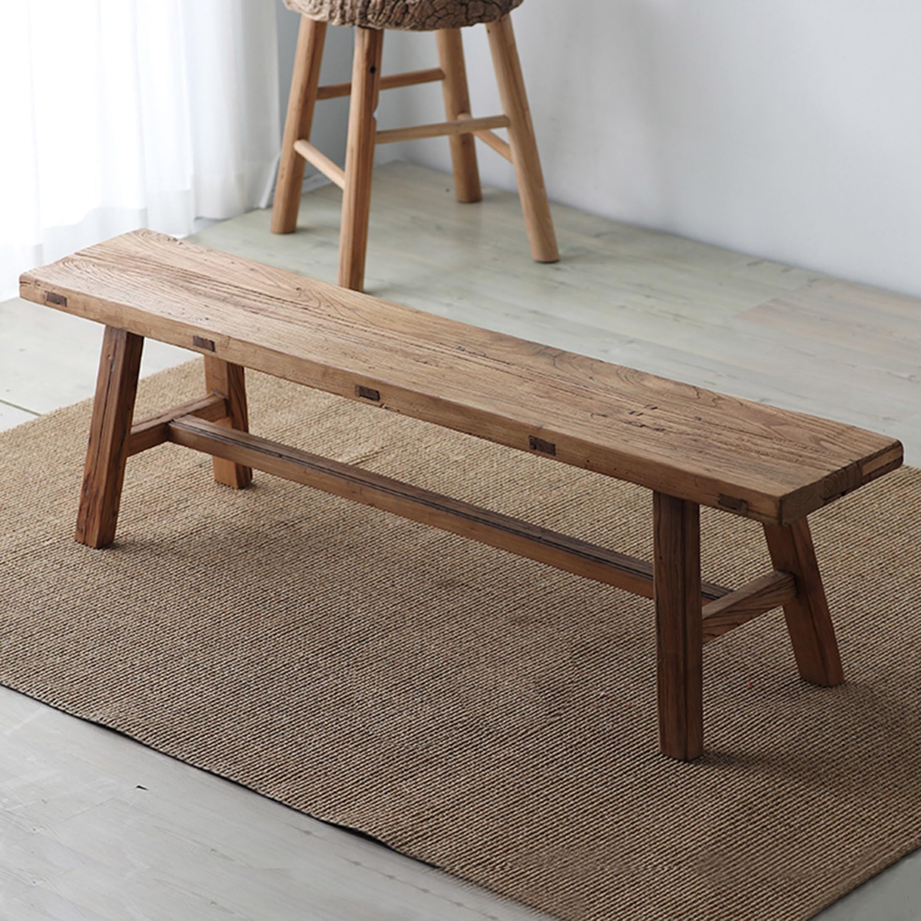 Banco de Madera Interior,Bancos Recibidor,Bancos de Zapatos Largos,Decorativo Mueble Banqueta Casa,para Entrada,Sala de Estar, Cocina,Comedor,Dormitorio,Exterior,Jardín(100x30x45cm)