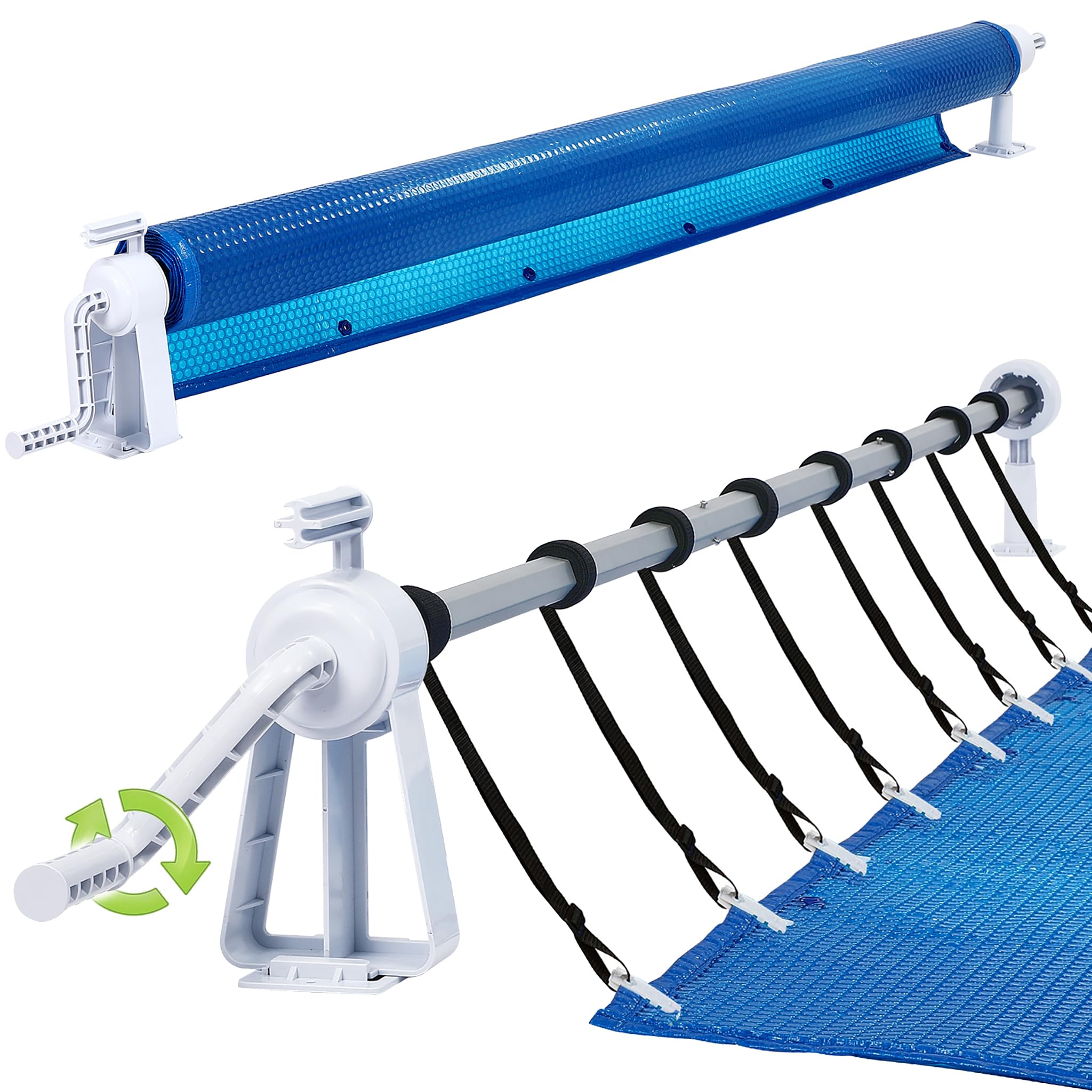 Manuelle Poolaufroller Aufrollsysteme für Poolfolien 1,05m-6,15m Witterungsbeständiges Aufrollvorrichtung für Solarplane Poolplane Abdeckung Type B
