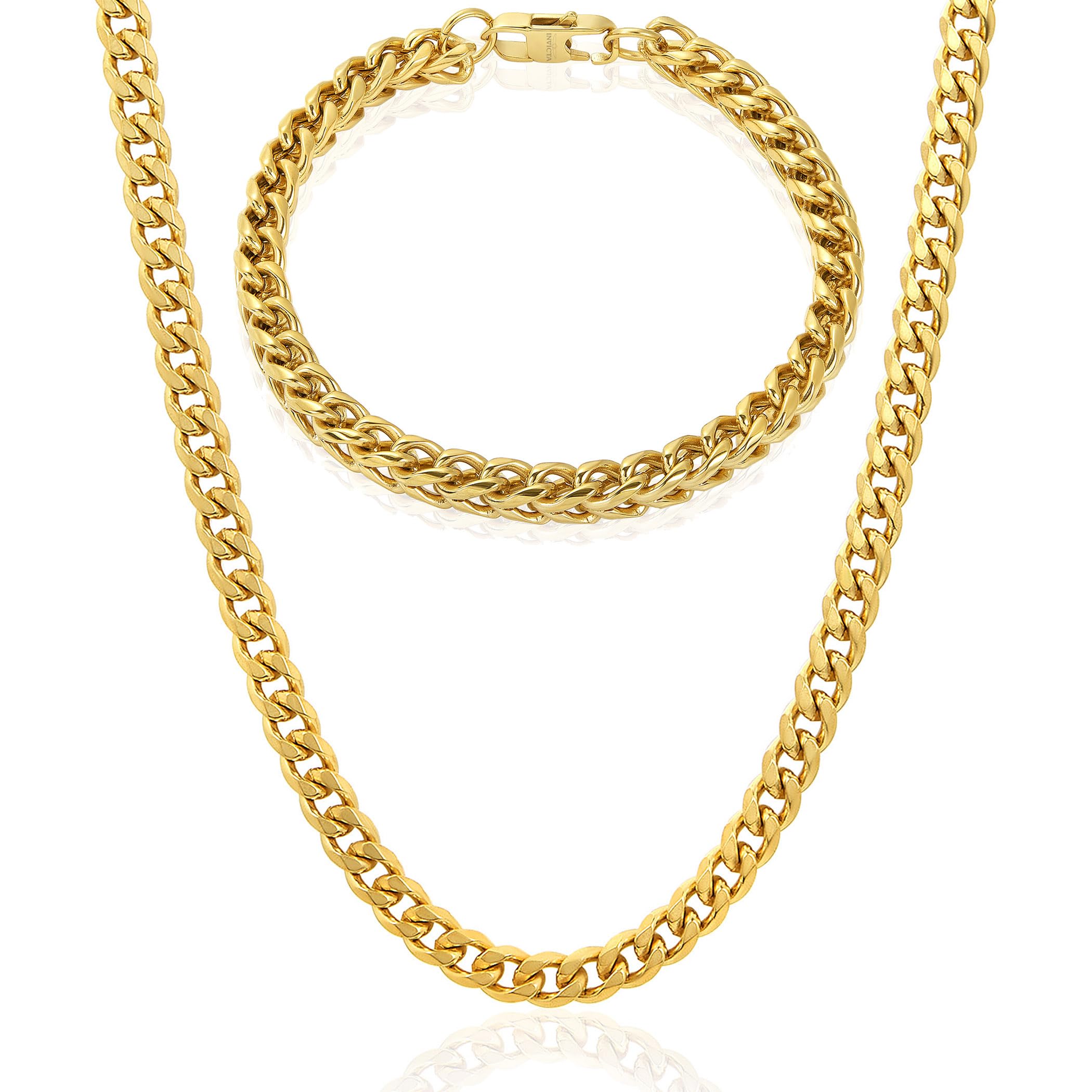 Jewelry Men's Franco Bracelet and Curb Necklace Jewelry Set