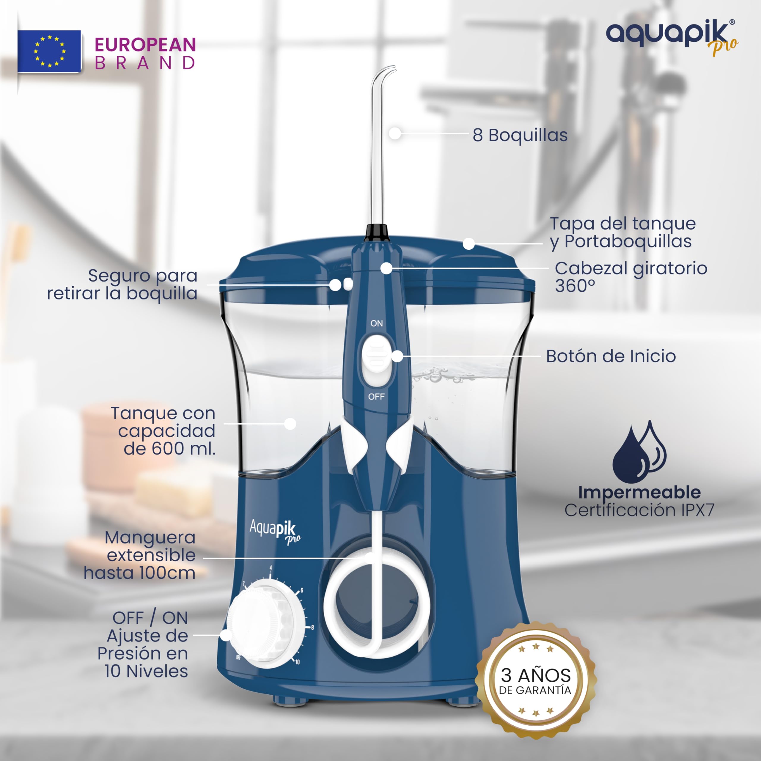 Compra Inteligente: Aquapik® PRO Irrigador dental Sobremesa + Aquapik® Travel en un Pack | Ahorra y Cuida Tu Salud Bucal en Casa y Viaje |Cubre diferentes necesidades bucales | Cuidado Premium