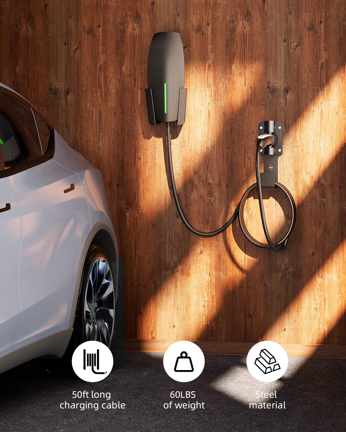 FOCSPROD Ladekabelhalter kompatibel mit Tesla Model 3/Y/X/S Ladekabel Organizer Autozubehör Wandstecker mit Chassishalterung