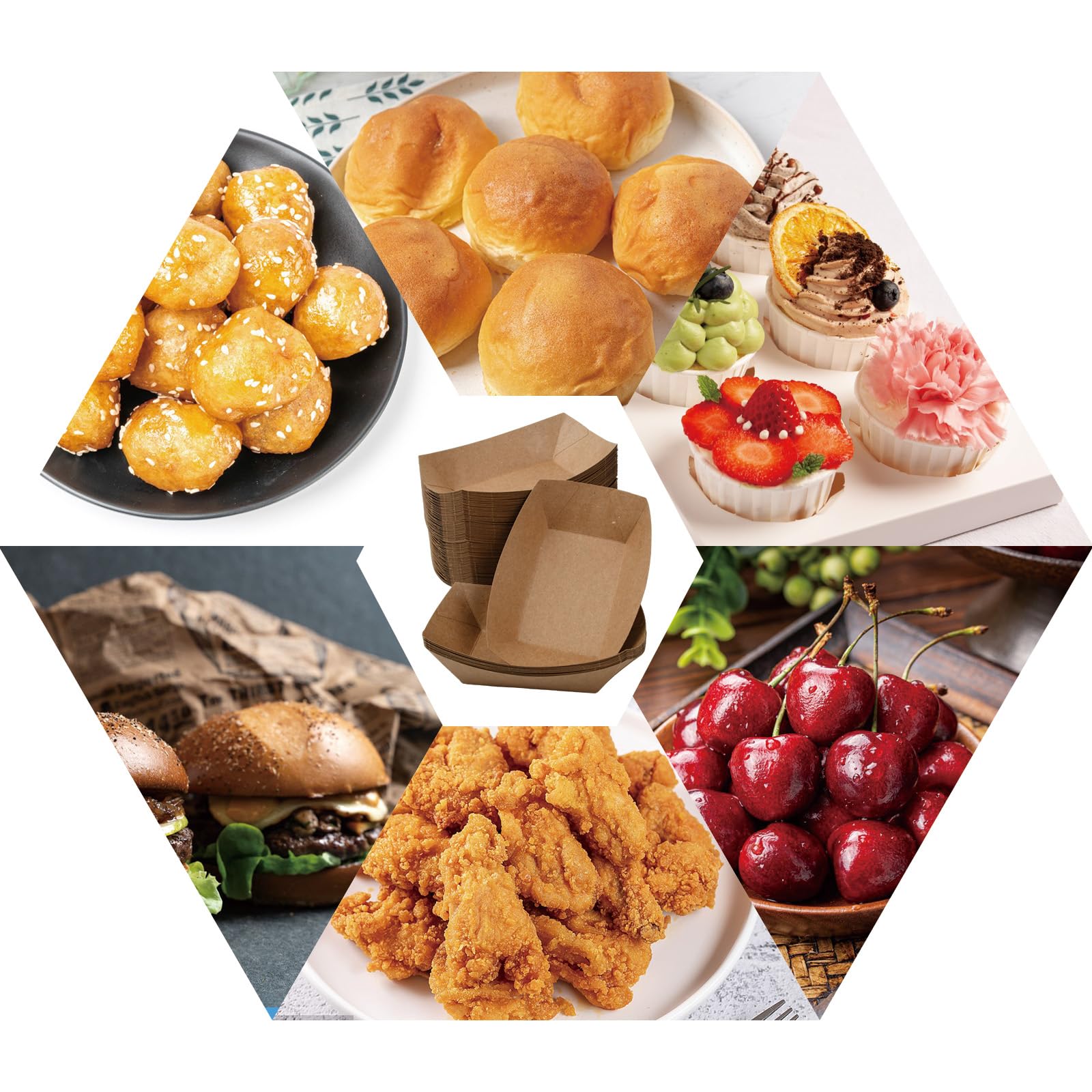 100 sztuk tacy kraft 20 × 12,5 cm taca do smażonej żywności, tacki z tektury kraftowej, kartonowe miski na chipsy ziemniaczane przekąski i inne artykuły spożywcze na imprezy piknikowe