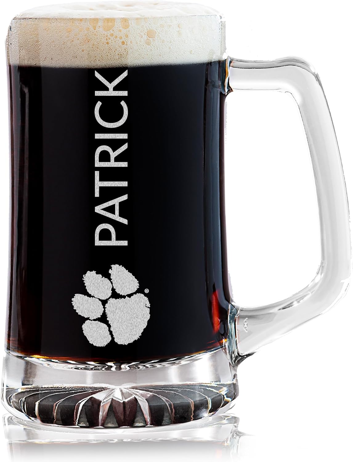 Lifetime Creations Personalized Clemson Tigers Beer Mug - Officially Licensed, Engraved 25 oz Customized Glass Mug, Graduation Birthday Gift for Basketball Football Fan, Alumni, Made in USA