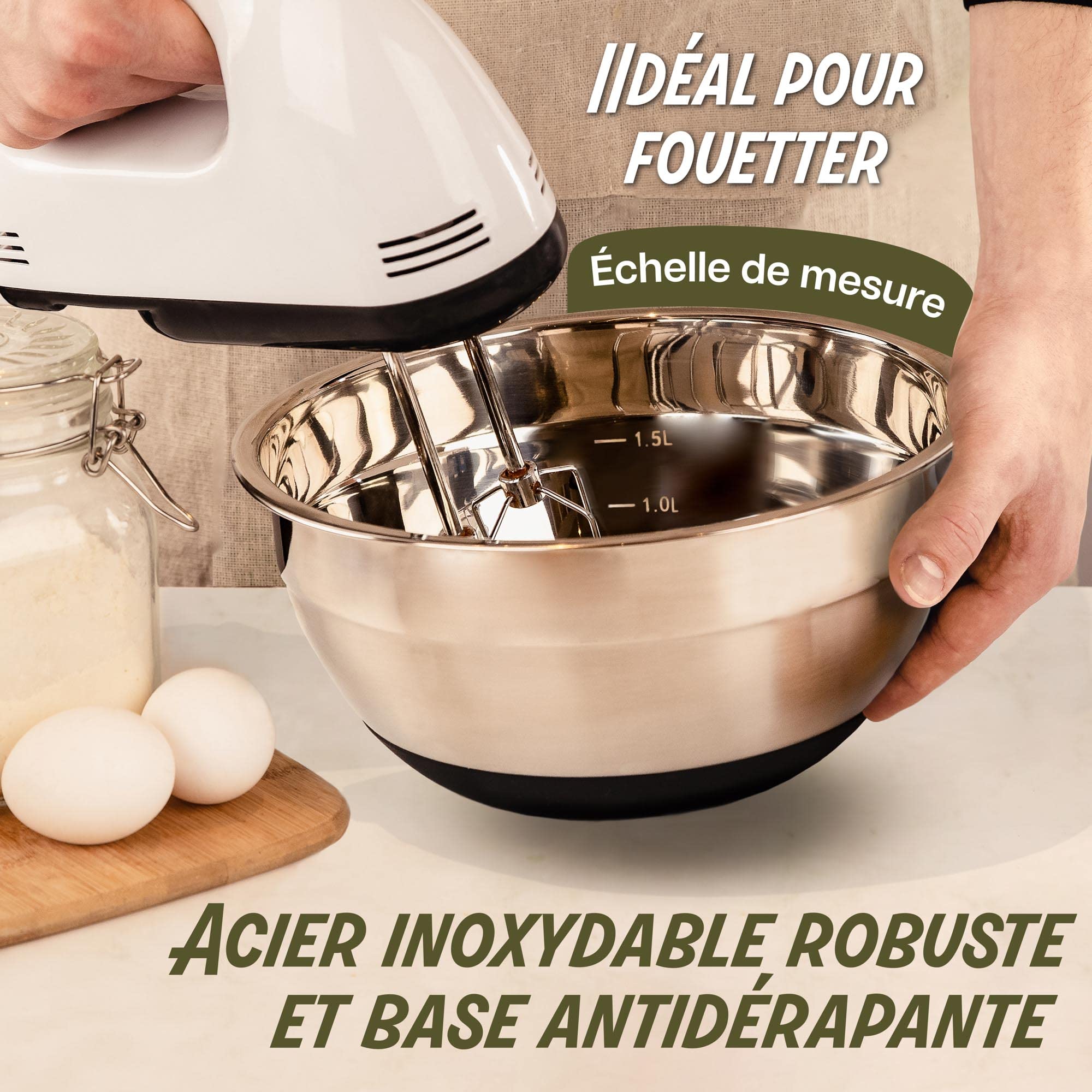 3 bols en inox avec couvercles Mastrad 3 tailles 3 bols en inox avec couvercles Mastrad 3 tailles