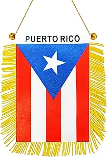 1 Pack Puerto Rico Window Hanging Flag, Puerto Rican Suction Cup Small Mini Banner for Car Rearview Mirror Decoration (1)