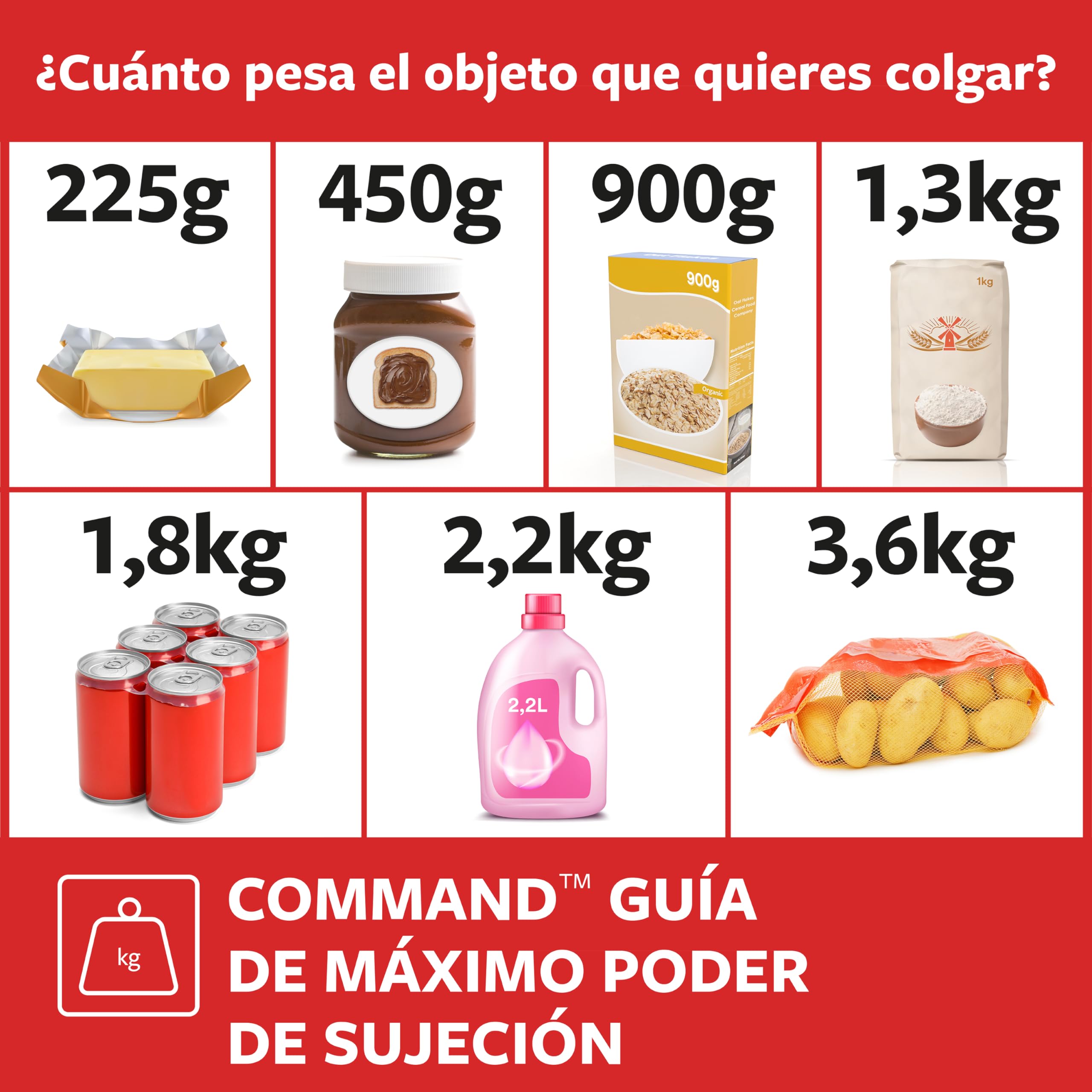 Command Gancio adesivo in plastica multiuso GP003-7NA Bianco Grande 7 ganci 12 strisce