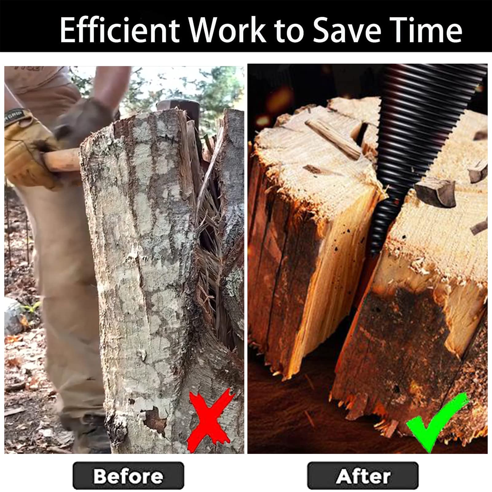 Spaccalegna Elettrico Per Trapano - Vite Conica 42mm Con 3 Manici E Guanti - Taglia Legna Facile - Foto 4