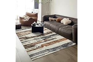 Washable Rug 4'x6' Gray and Brown - Abstract Machine Washable Rugs