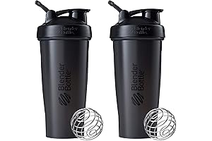 Classic Shaker Bottle Perfect for Protein Shakes and Pre Workout, 28-Ounce (2 Pack), All Black