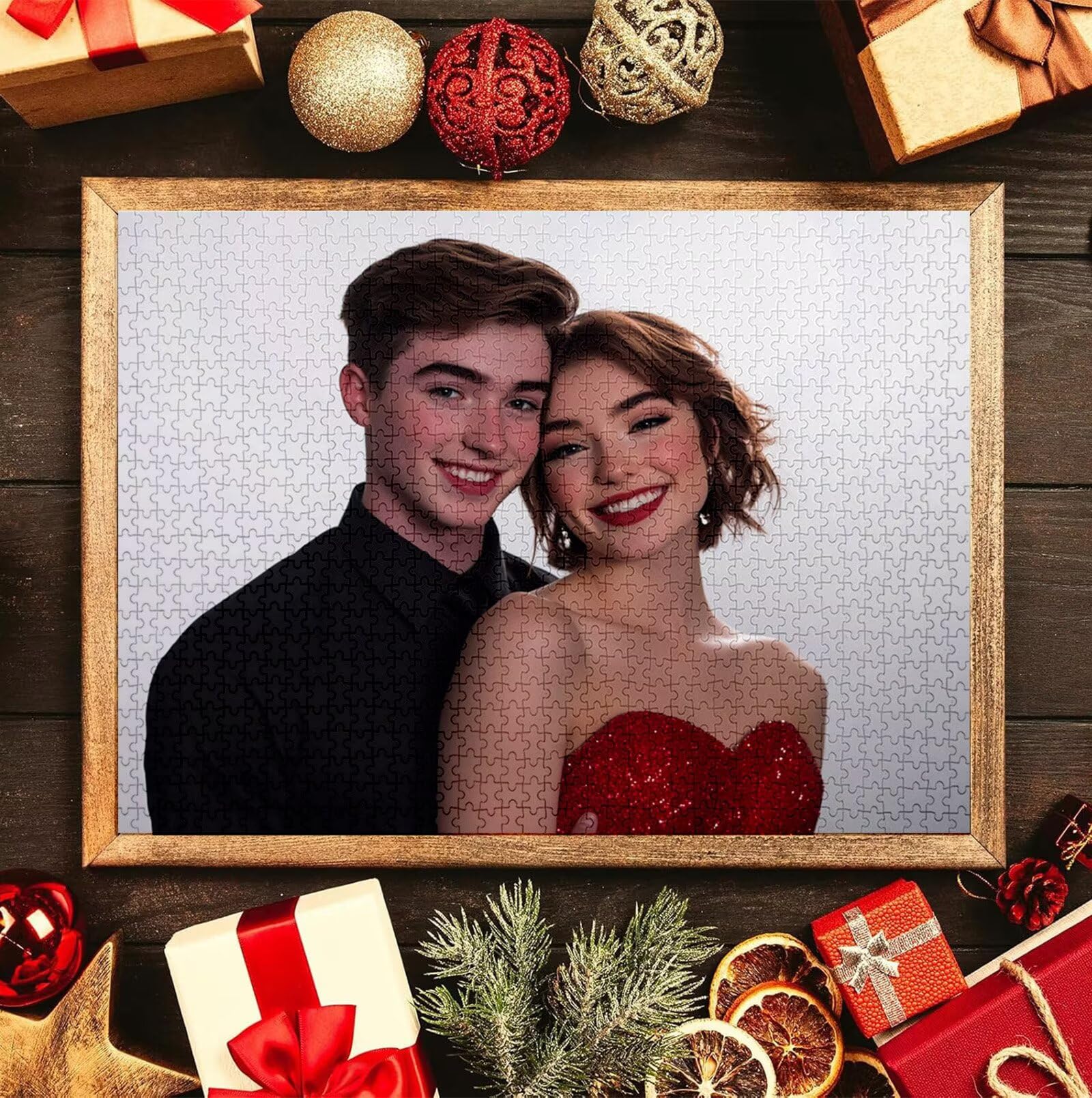 Puzzle Personalizado con Foto, Personalizada Rompecabezas Personalizado Diseña tu Logo Foto o Texto, Personalizado Navidad Halloween San Valentín Parejas Niños Familia Amigos h-3413