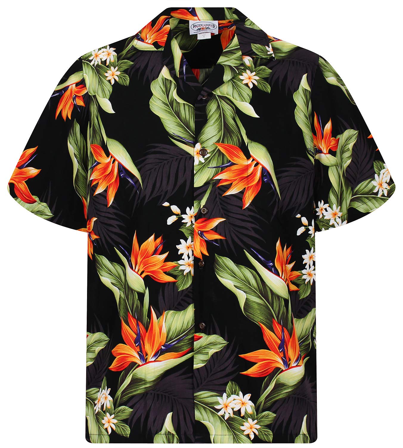 Pacific Legend Originale-Camicia-Hawaiana, Manica-Corta, Strelitzie, Nero, 3XL