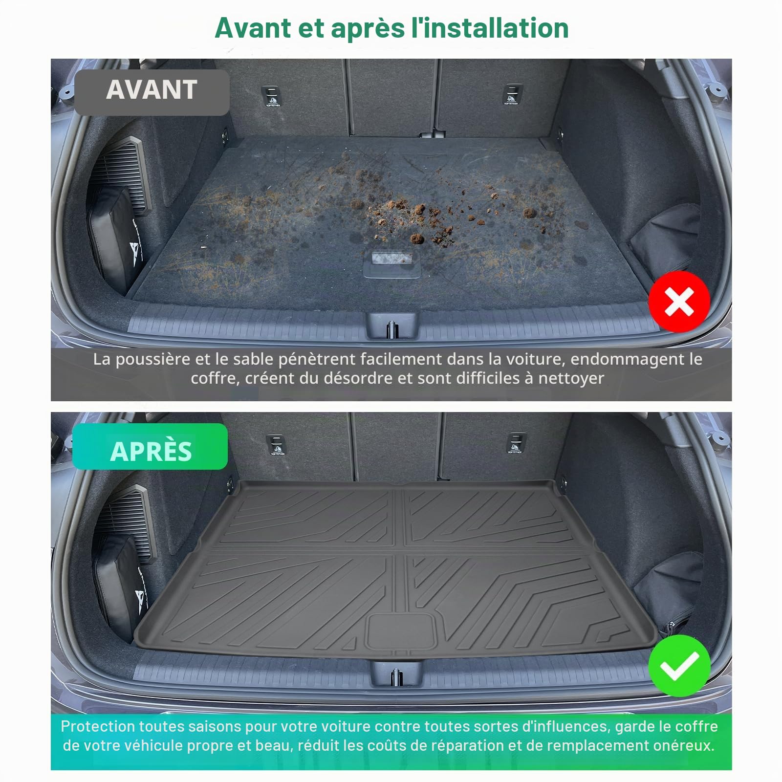 GAFAT Compatible avec Cupra Terramar 2025 2026 Hybrid/Plug-in Hybrid Tapis de Coffre, Facile à Plier, TPE Protecter Toutes Saisons, Bord Haut, Originale Scanner 3D, Terramar Accessoires (Supérieur)
