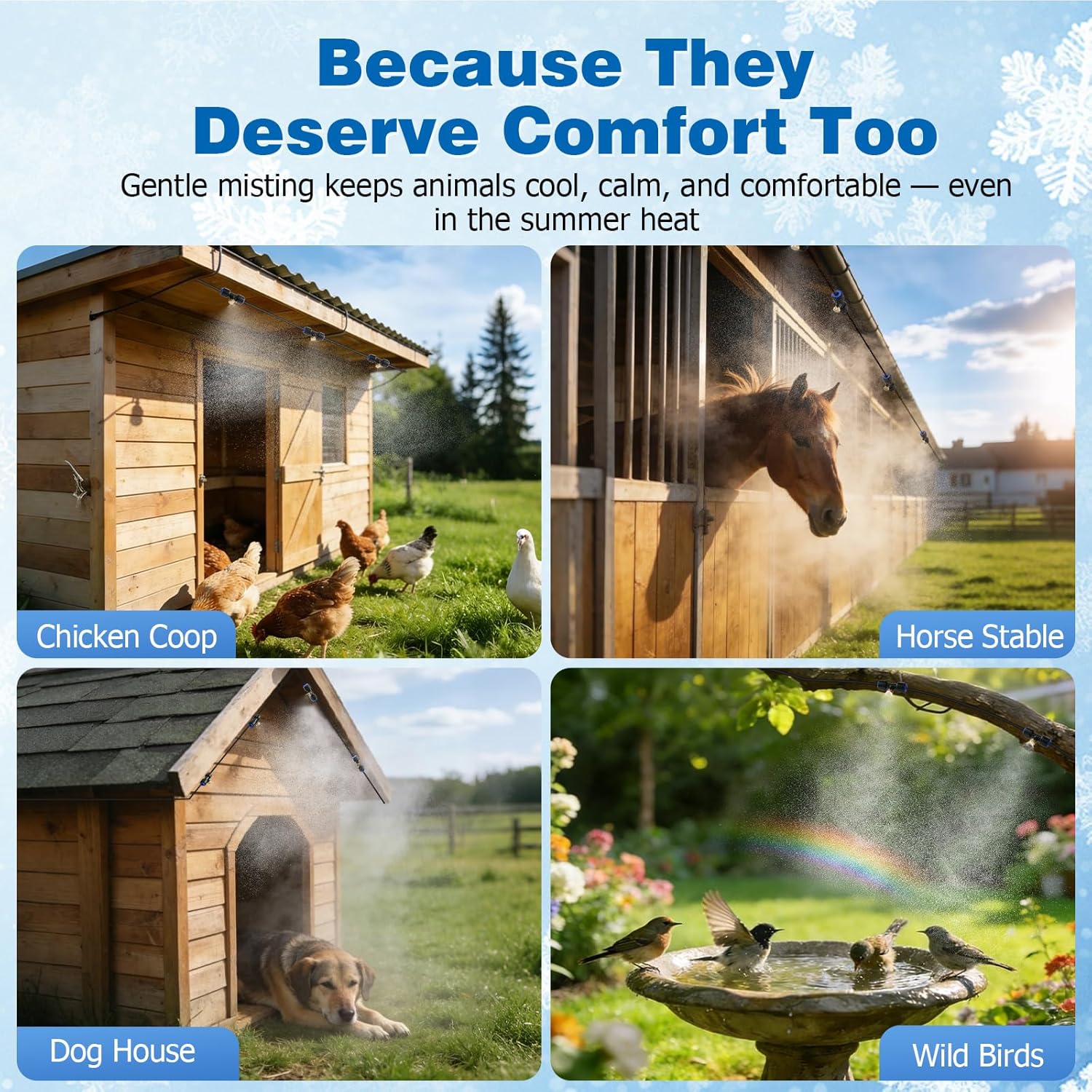 Mellbree Misters for Outside Patio 60FT/18M, Pre-Assembled Misting Cooling System with 19 Brass Nozzles & 3/4" Adapter, Outdoor Mister for Garden, Backyard, Pool, Greenhouse, Play Area, Trampoline