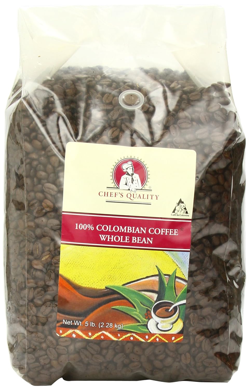 Chef's Quality Colombian Whole Bean Coffee, 10 Pound