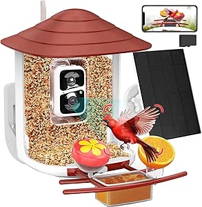 birdsnap® TUC Smart Bird Feeder with Camera 2K HD, Solar Panel 32GB Card 4-in-1 Perch, 160°View Auto Detect & Notify AI Identify Video Bird Camera Wireless Outdoors Ideal Gift for Birds Lover asin的图片