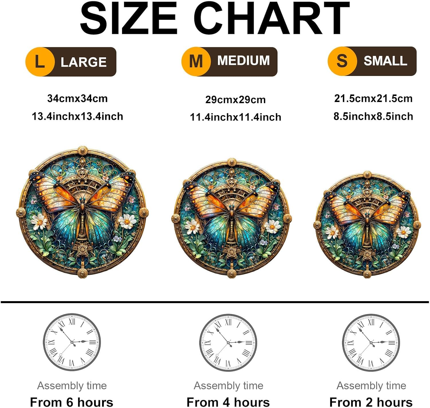 Jigfoxy Wooden Puzzle for Adults, Butterfly Jigsaw Puzzles for Adult, Unique Animal Shape Wood Cut Puzzles, Christmas Thanksgiving Gifts for Friends Family (L-13.4 * 13.4in-290pcs)