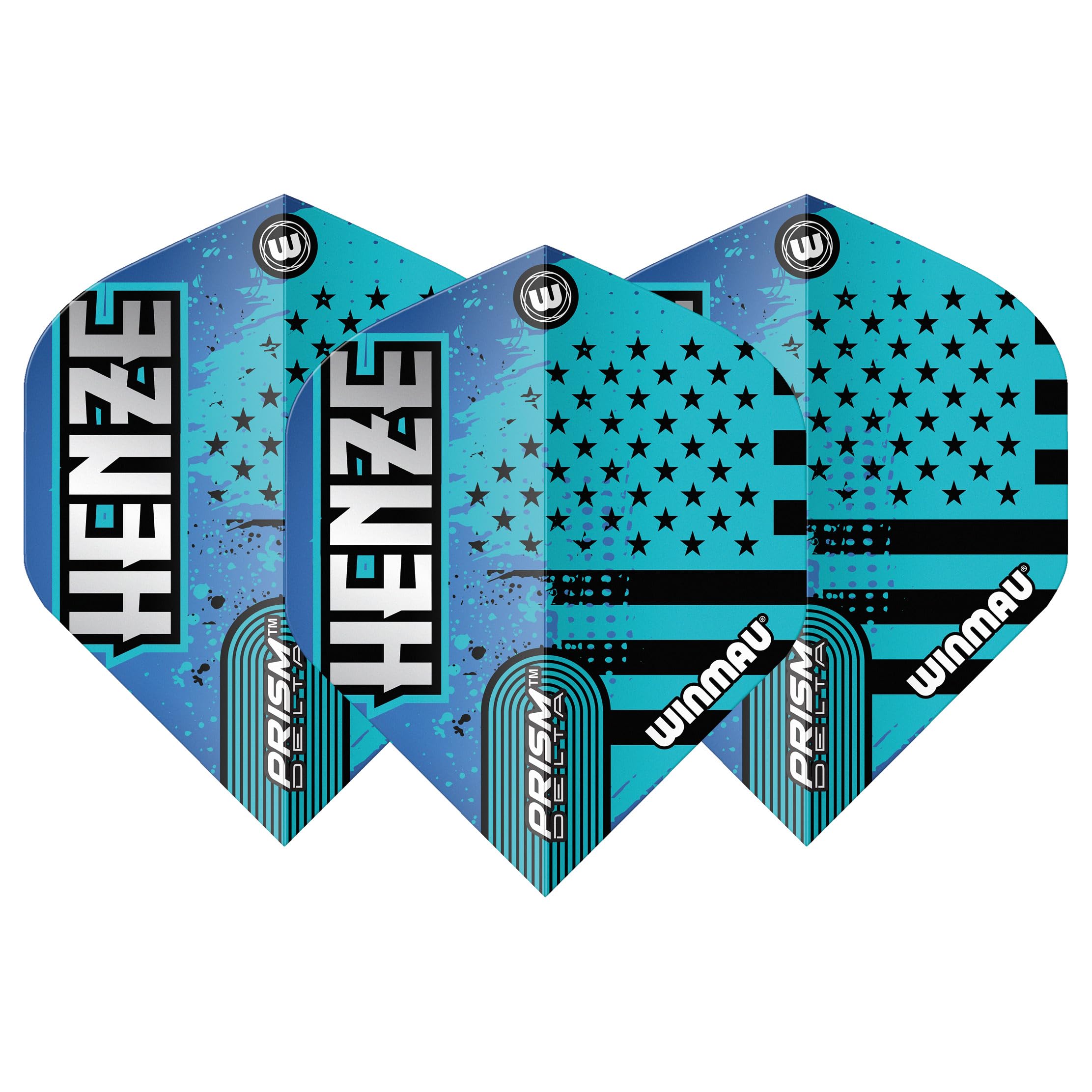 WINMAU Dart Flights - Proffessional Player - Prism Delta Rick Henze Extra Thick 100 Micron - 1 Set per pack (3 darts Flights in total) - Professional Darts Accessories - Blue
