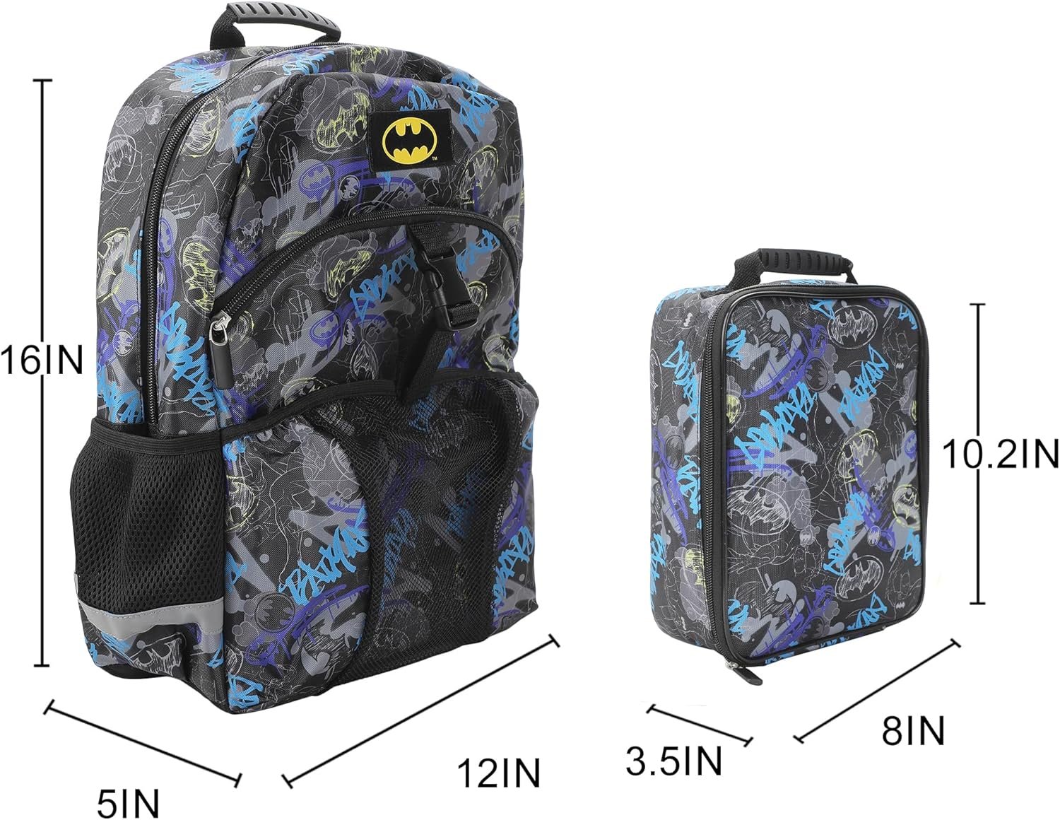 Bioworld Batman 2-Piece 16" Premium Backpack & Lunch Kit Set for boys - Image 2