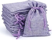 Vista 10 de Naler 24 bolsas de arpillera de 3.9 x 5.5 pulgadas con cordones, bolsas de regalo de lino, bolsas de joyería para bodas, recuerdos de fiesta, Beige