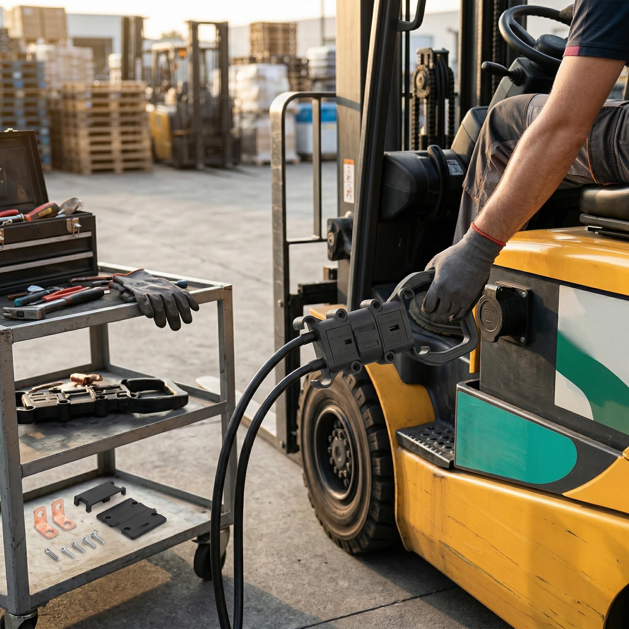 Connettore di Alimentazione per Carrello Elevatore Elettrico 80 A Carica della Batteria Spina Maschio Femmina a Scollegamento Rapido con Terminale Set di Scollegamento Rapido della Batteria per App