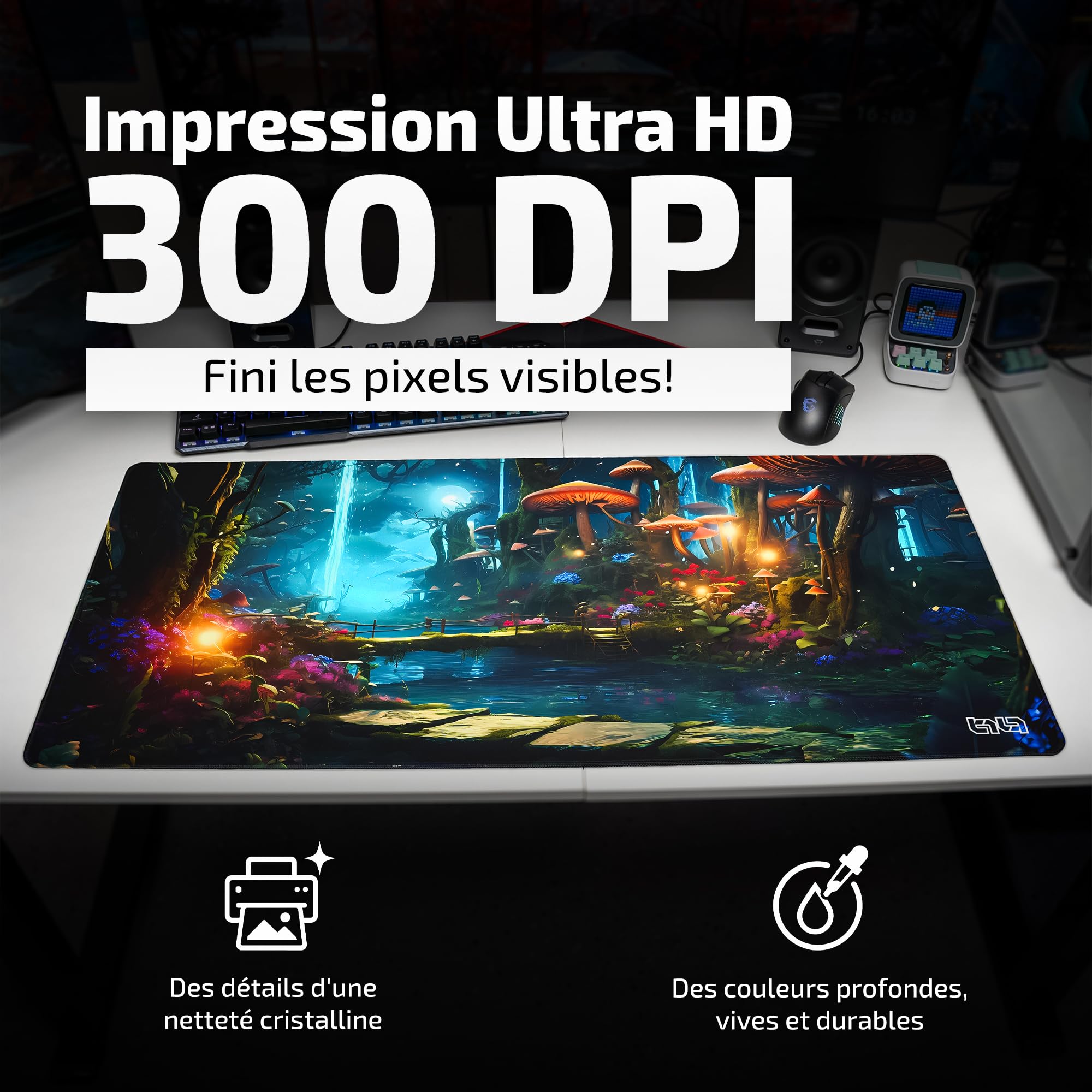 Tilt Grand Tapis de Souris Gamer XXL 90x40 cm | Tapis de Bureau Gaming Anti-Dérapant | Mouse Pad Imperméable pour PC et Accessoires Gaming (Mysterious Forest)