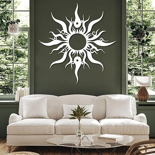 Miniatura 2 de Hotuijxca Arte de pared de sol loco de metal, decoración de metal con sol loco para sala de estar, dormitorio (negro, 28 x 27 pulgadas27.6 x 26.4