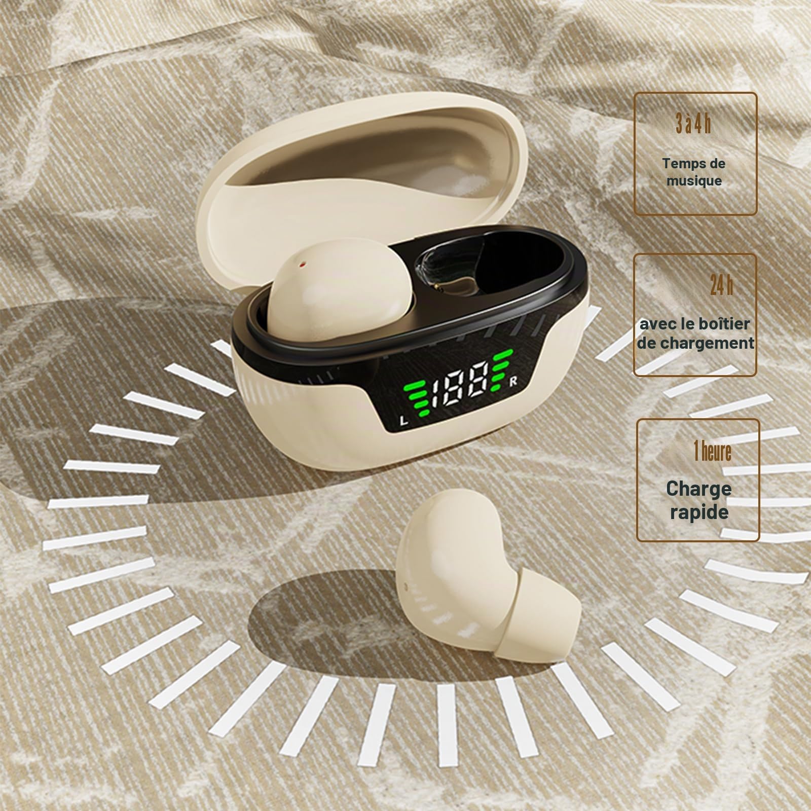 Xmenha Mini écouteurs intra-auriculaires invisibles Bluetooth sans fil Bluetooth sans fil pour dormir dans les oreilles, pour les petites oreilles, les dormeurs latéraux