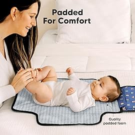 KeaBabies Portable Diaper Changing Pad - Large Waterproof Baby Changing Mat, Compact Travel Diaper Clutch, Functional Pockets Fit Newborn Essentials, Wipeable & Padded Baby Changer (Pets & Paws)