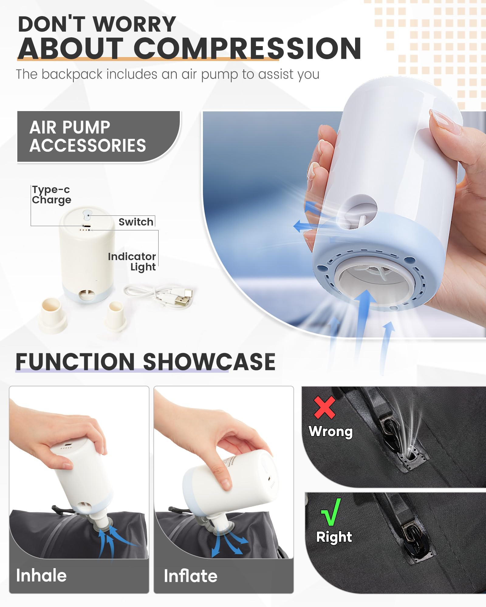 Borsa da Cabina per Ryanair 40x30x20 Zaino Sottovuoto da Viaggio con Pompa 40x20x25 Aereo Bagaglio a Mano Impermeabile Lavoro e Scuola Trekking Casual Daypack per 14" laptop,J5-Beige