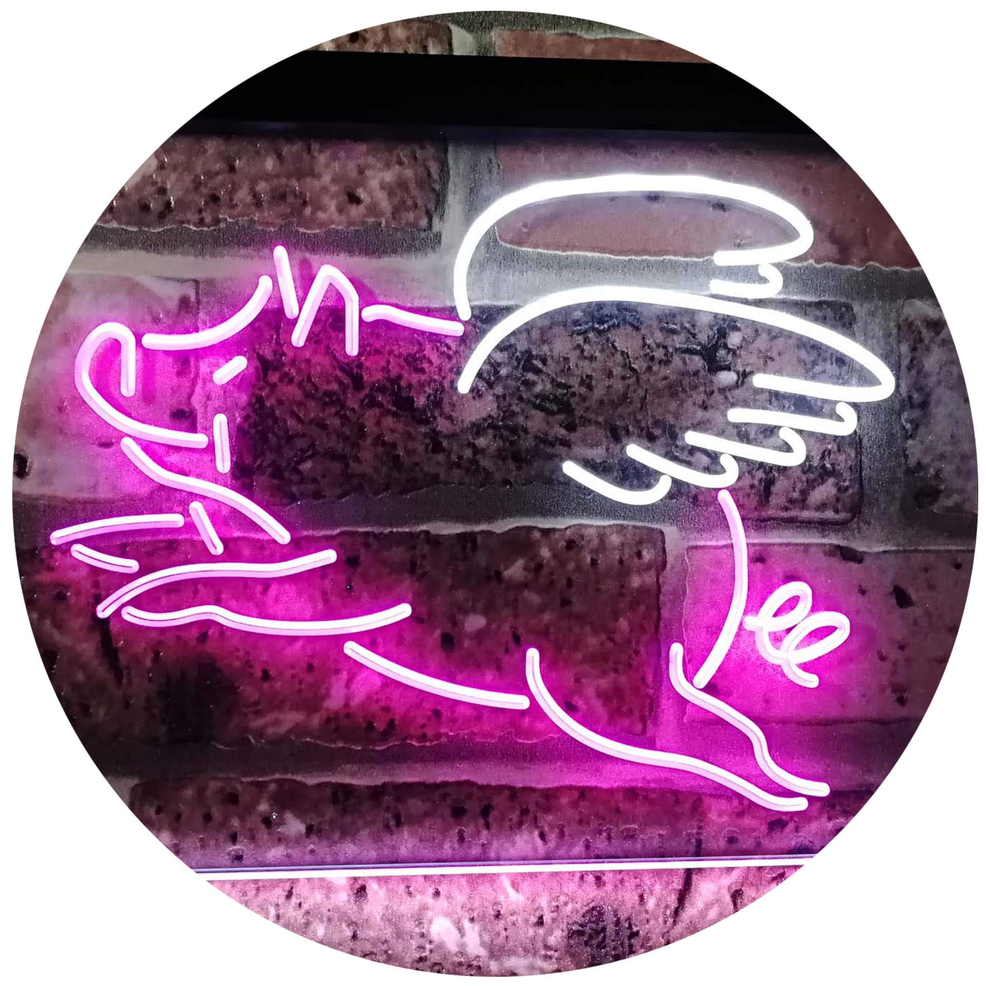 ADVPRO Flying Pig Room Décor Dual Color LED Neon Sign White & Purple 16" x 12" st6s43-i3110-wp
