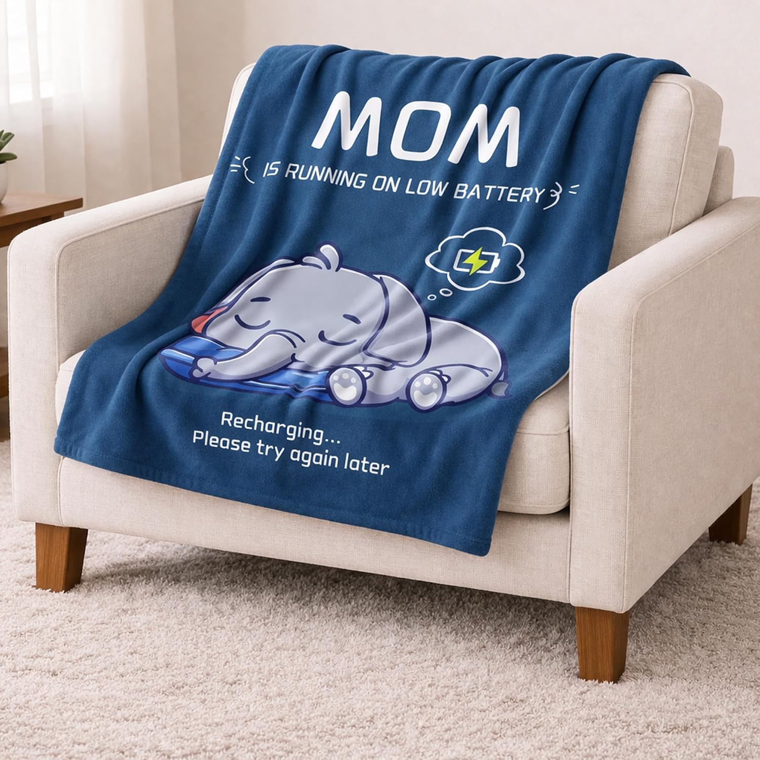 Funny Gifts for Moms Mothers Day,Birthday Gifts for Mom from Daughter Son，Mom's Charging Blanket,New Mom Gifts for Women，Soft Blanket Throw for Napping Travel 50X60‘' image 4