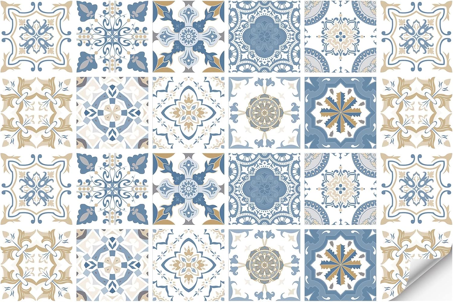 Maeau 壁紙シール タイルシール ウォールステッカー タイルステッカー モザイクタイルシール 24枚セット Pvc製 おしゃれ 北欧風 防水 防汚性 接着剤付き 自分粘着 剥がせる 工具不要 簡単取付 地面 窓 キッチン 洗面所 トイレ ウォール Diy壁紙デコレーション 10cm 24pcs