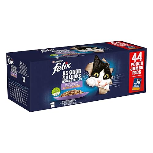 Purina Felix Fantastic Comida Húmeda para Gato Adulto Pack Surtido, 44 Sobres de 85g - Pack Surtido - 3.74 kg (Paquete de 1)
