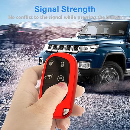 Miniatura 6 de Funda para llavero Jeep con llavero, carcasa de llave de TPU suave protección completa para Grand Cherokee Renegade Chrysler 200 300 Dodge RAM