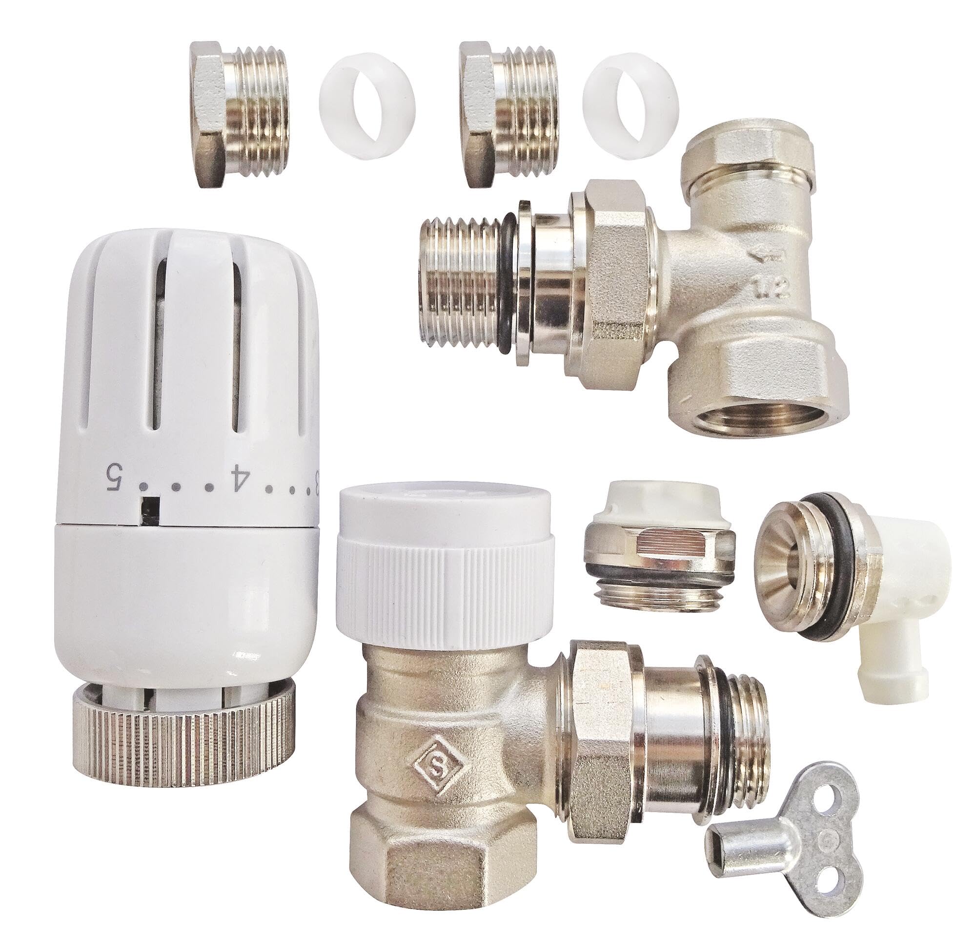 Kit radiateur thermostatique compact T301 équerre universel complet D14