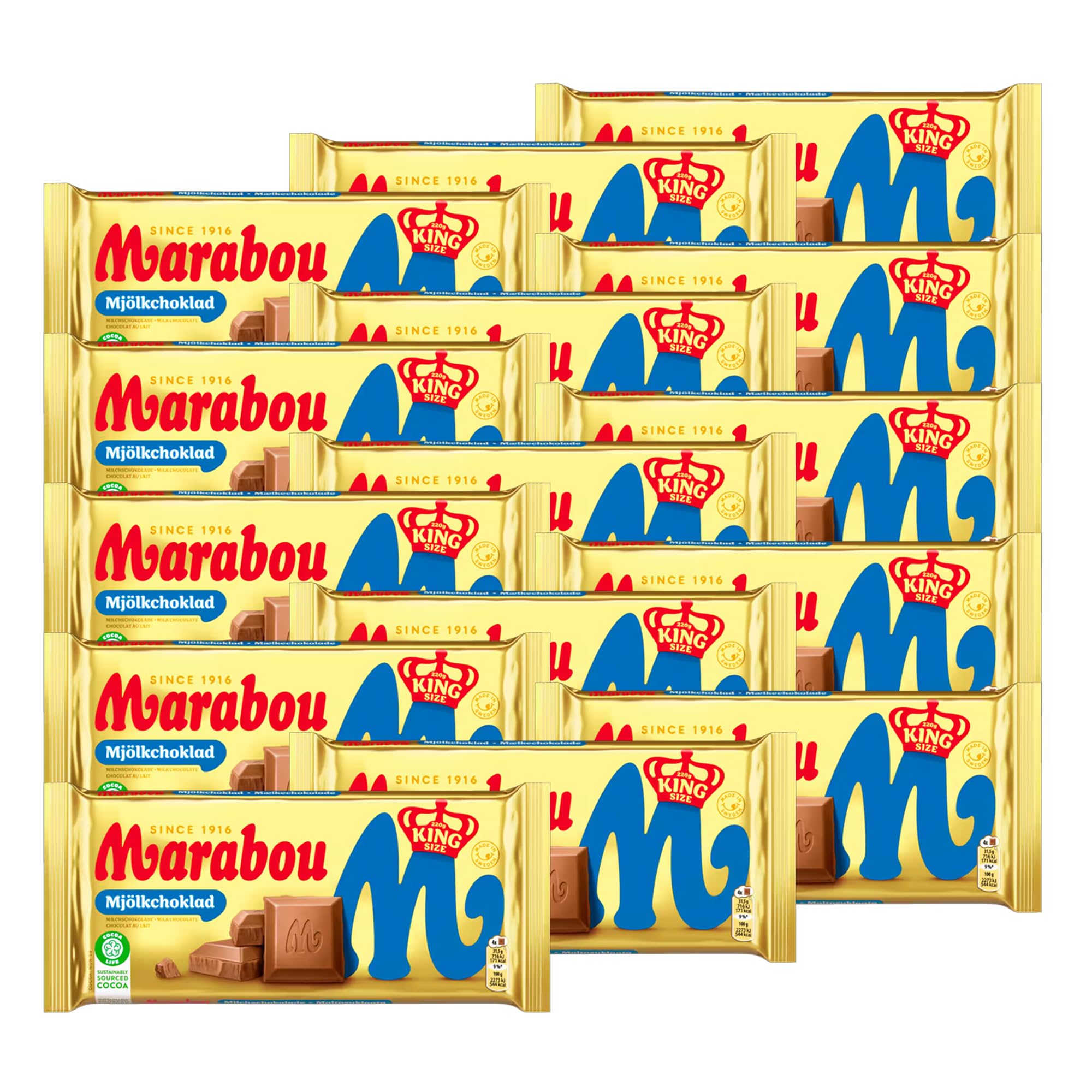 usy Bundle für Marabou Schokolade Vollmilch Mjölkchoklad VPE (15x170g Tafel) + usy Block