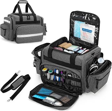Damero Professional Medical Bag Empty, First Responder Trauma Bag, Gray